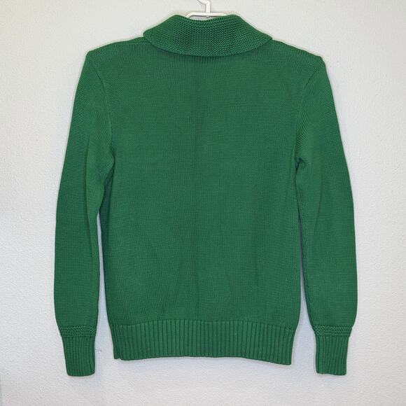 Ralph Lauren Sport Sweater Womens Size XL Green Shawl Collar Long Sleeve Cotton - Picture 5 of 7